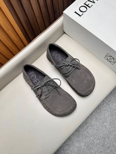 Loewe Grey calfskin Leather Shoes-Loewe Man Business Leather Shoes